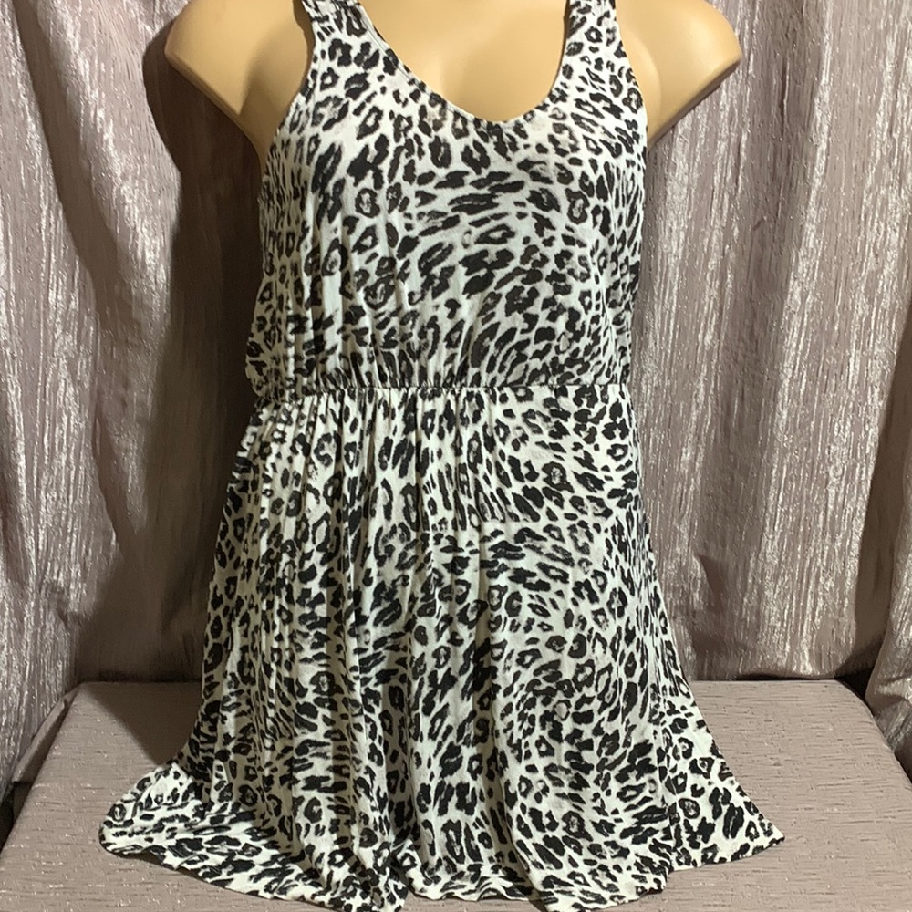 H & M Dress Summer Sleeveless Size S Animal Print Brown Cream Stretchy